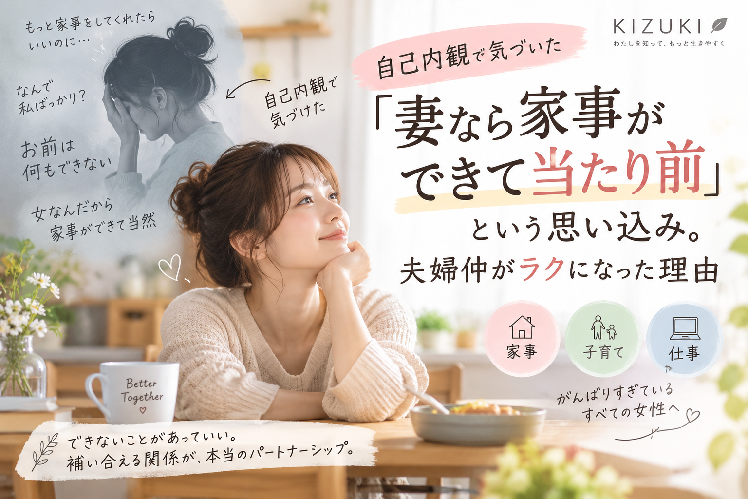 自己内観　妻なら家事ができて当たり前　夫婦関係　パートナーシップ　恋人